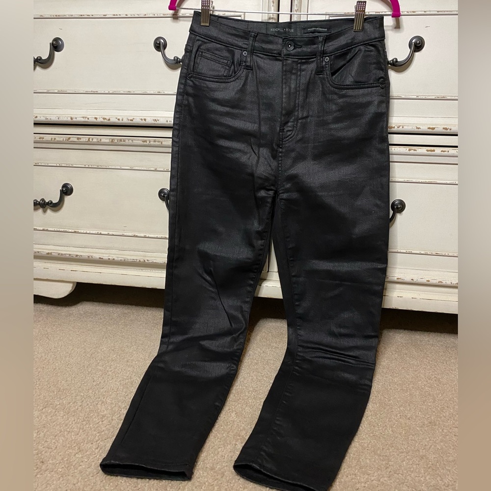 Kendall & Kylie faux leather black high waisted pants (size 8)
